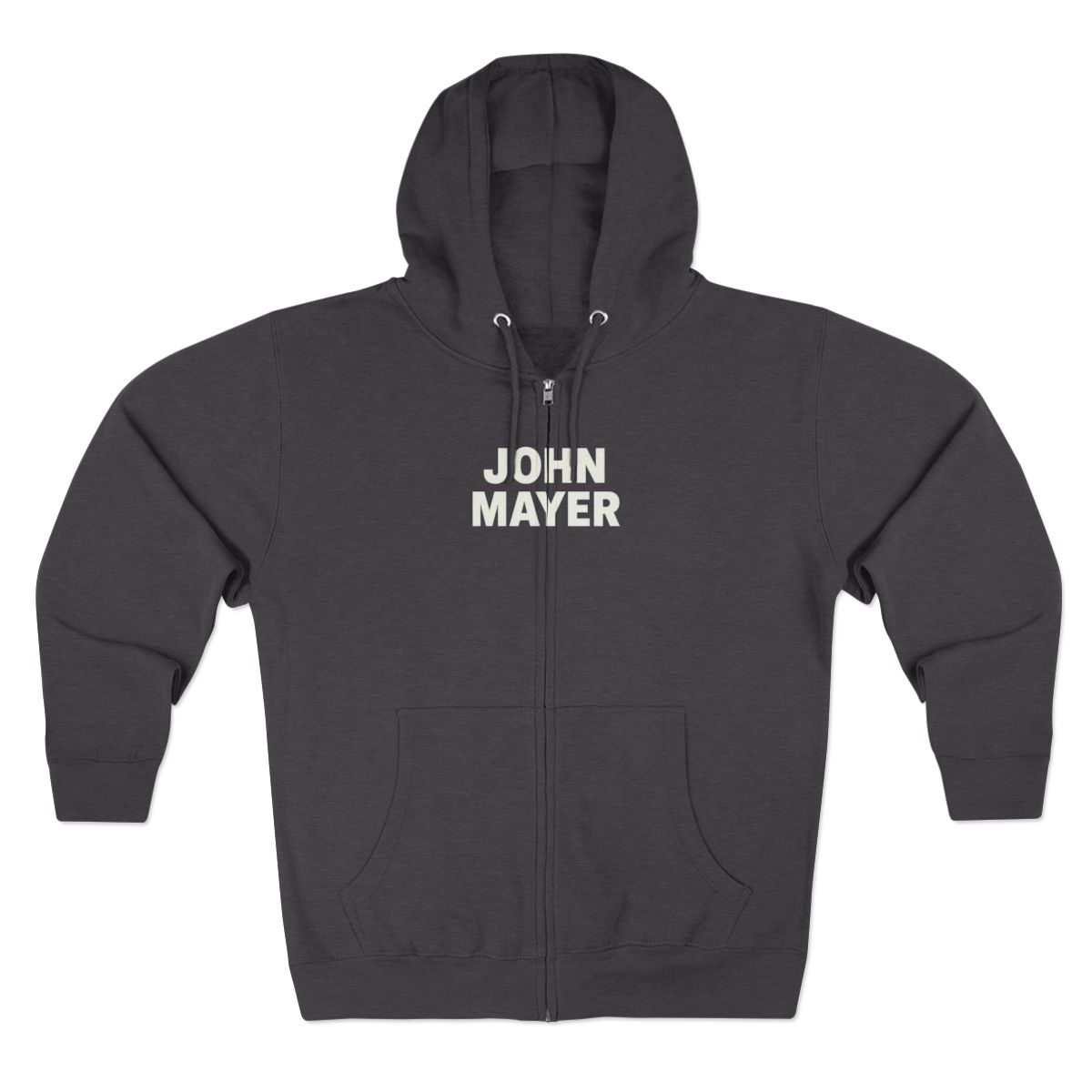 Bold John Mayer Text Teal Zip-Up Hoodie - alternate angle 2, merchandise