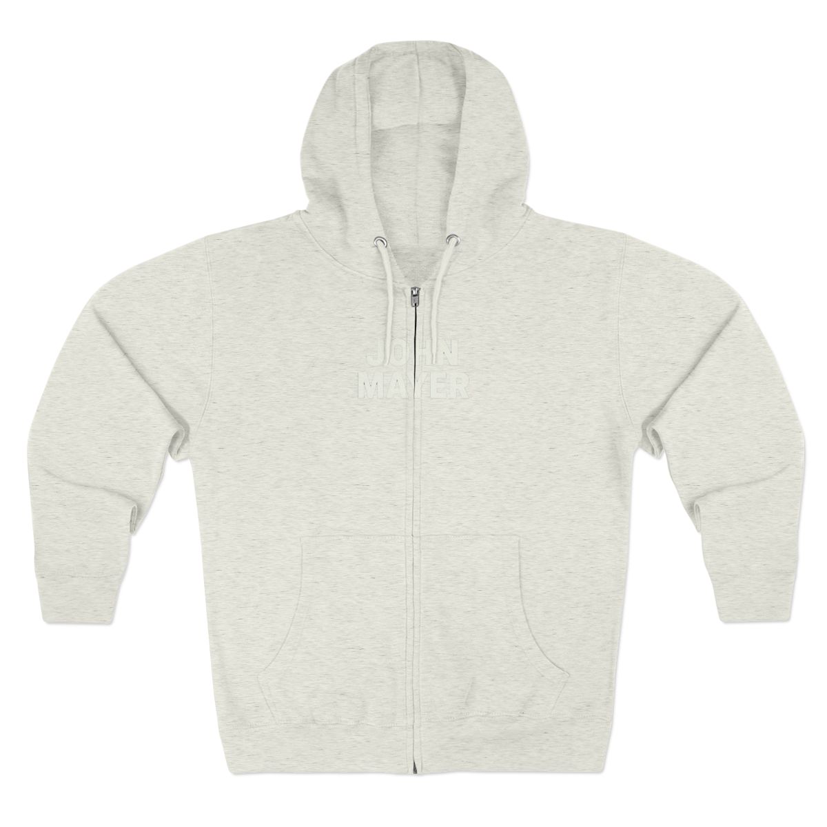 Bold John Mayer Text Teal Zip-Up Hoodie - alternate angle 4, merchandise